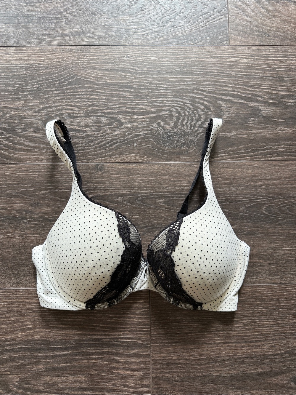 White Polka Dot Lace-Trim Underwire body by Victoria Bra
